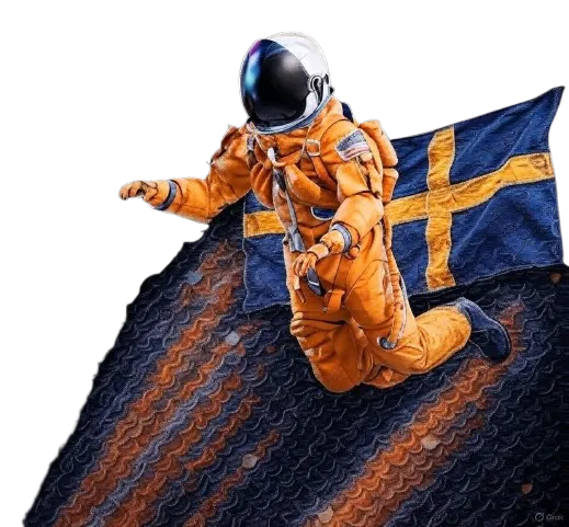 A floating astronaut in a space suit
